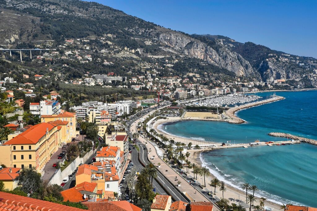 menton, city, beach, france, town, nature, coast, mountain, french riviera, sea, côte d'azur, mediterranean